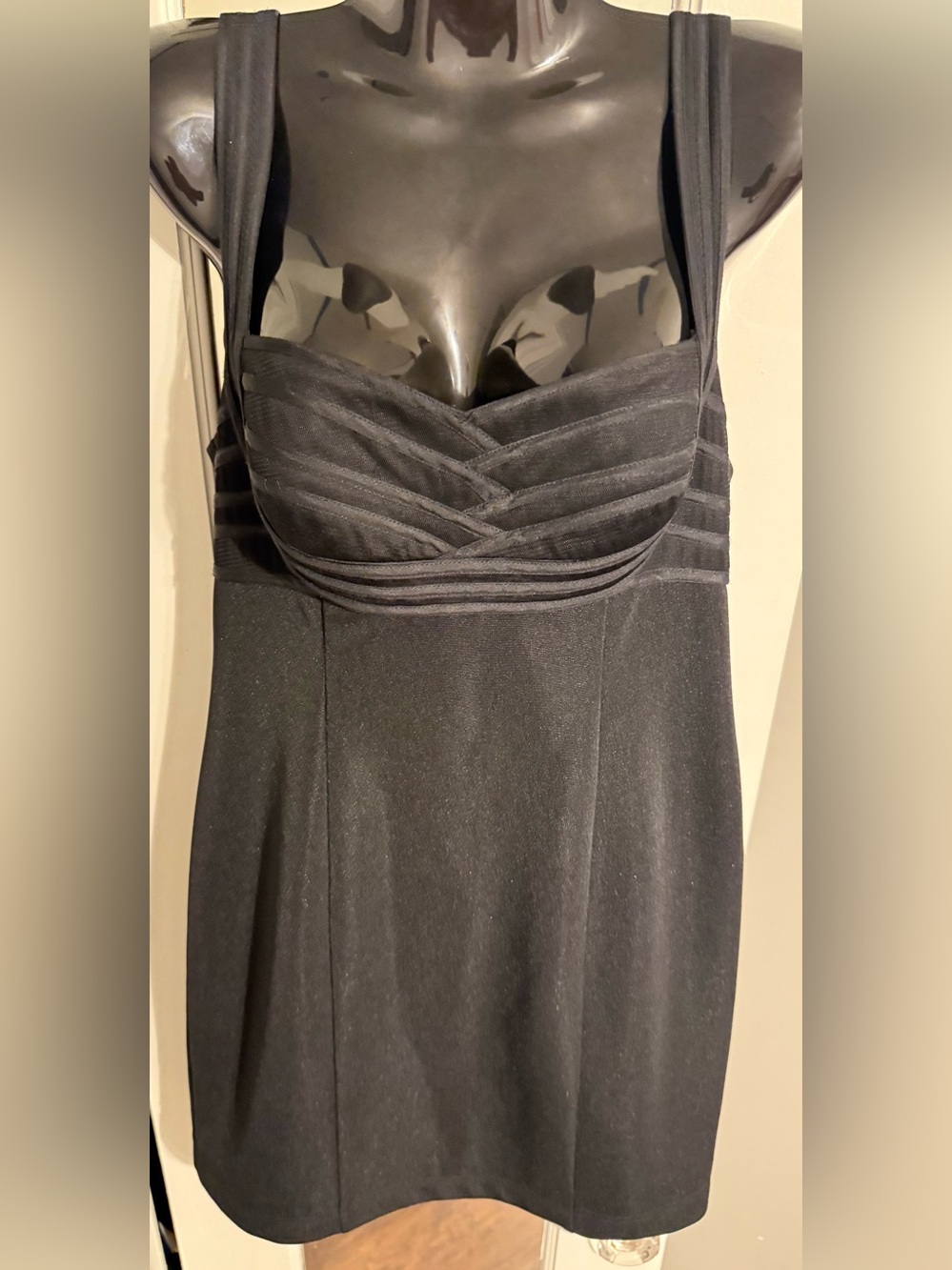 JS Collections Ruched Mesh Sweetheart Bustier Cocktail Sheath Dress Black 6